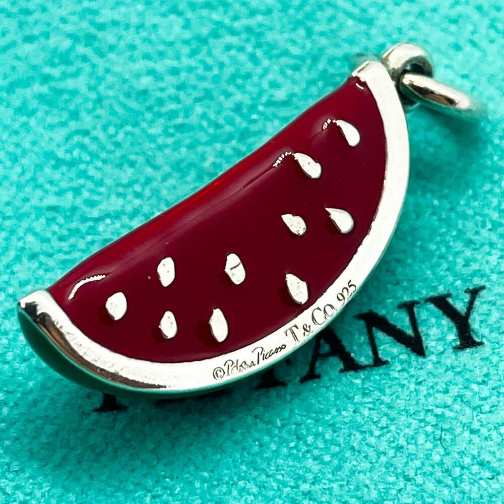 Tiffany & Co. Paloma Picasso Watermelon Charm – .925 Silver, Vintage Enamel - Picture 1 of 14